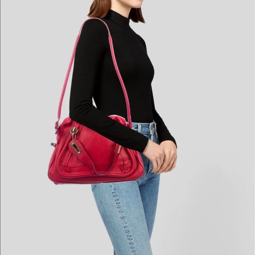 Chloé Paraty Shoulder Red Leather Bag